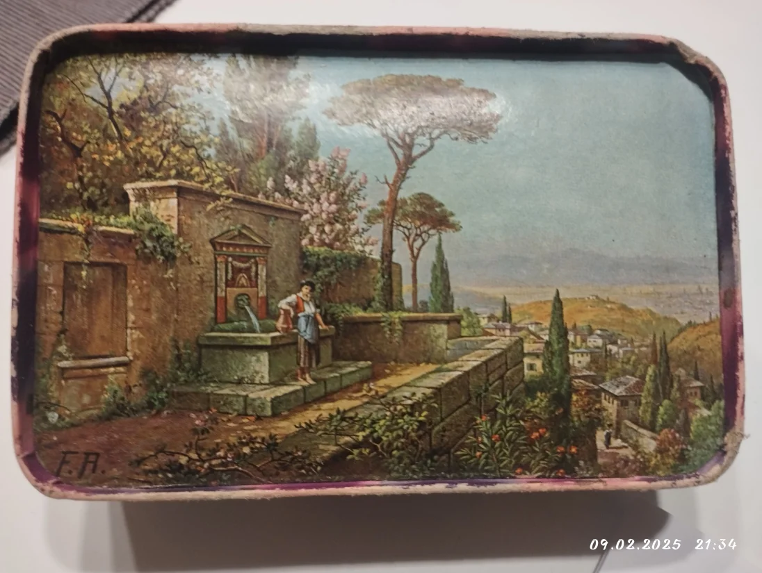 Oberseite mit Bild und Signatur