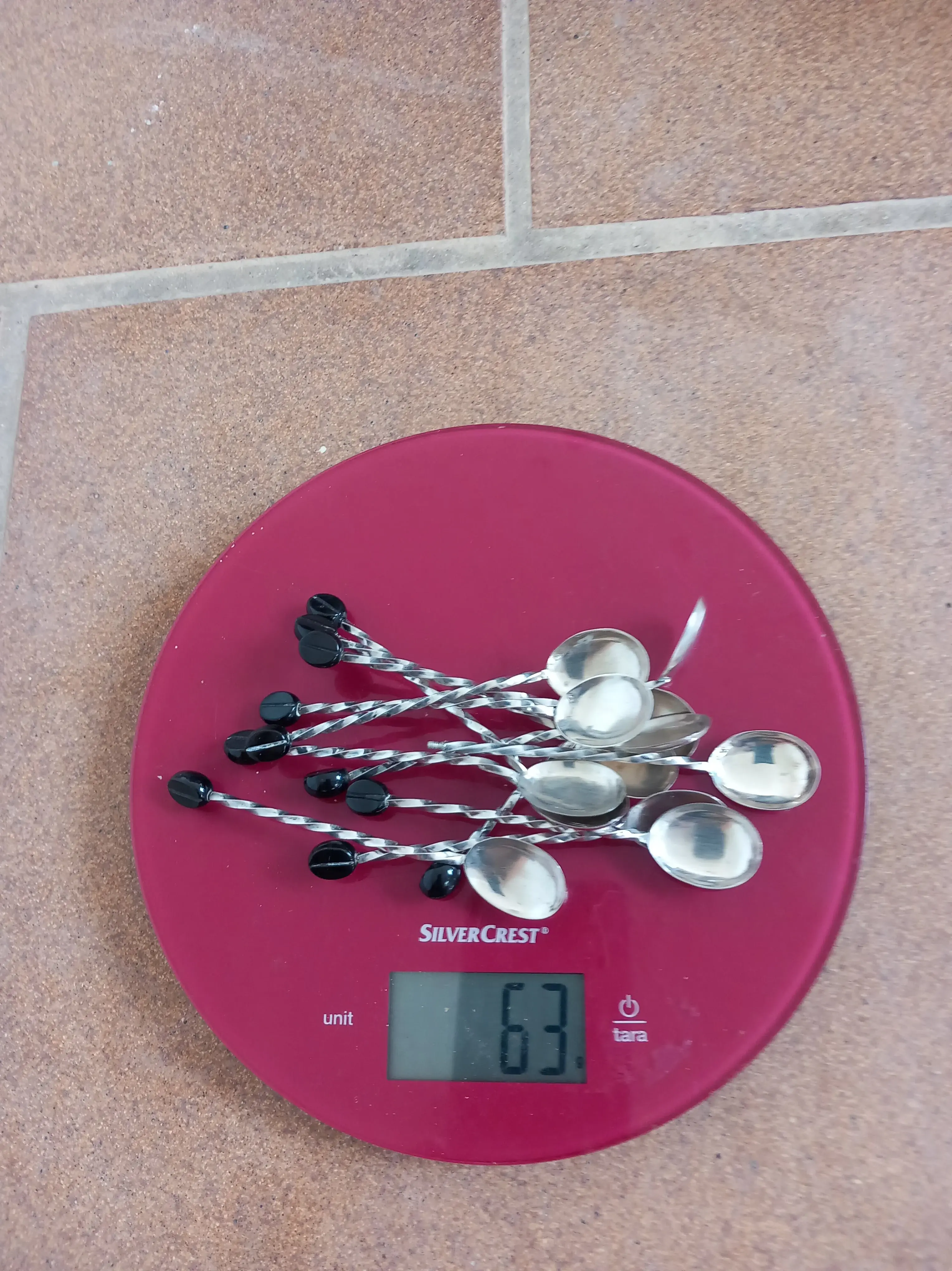 Waage alle 12 Mokkalöffel mit ca. 63 g