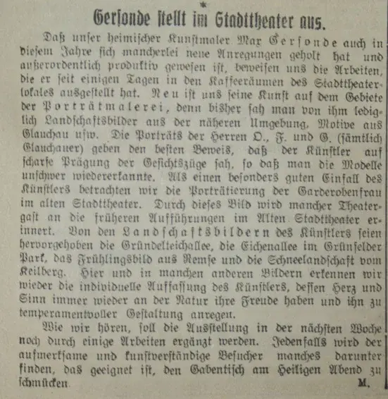 [1930] Ausstellung Gersonde, Max in Glauchau