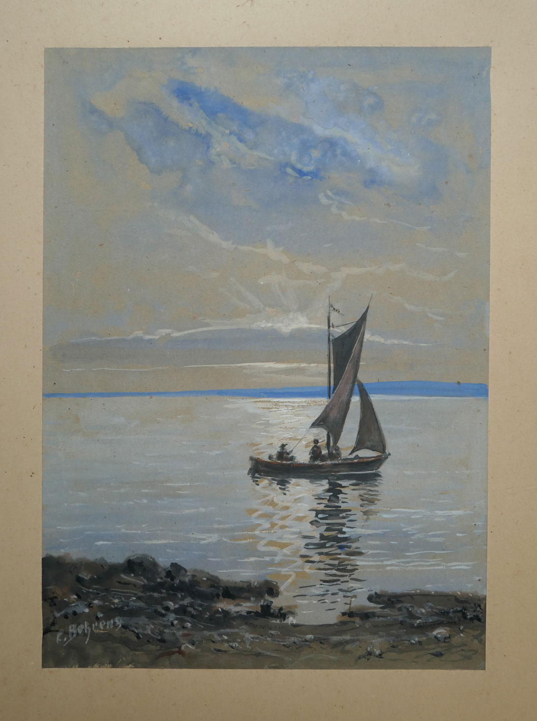 Das Aquarell wurde leider auf die Pappe aufgeklebt