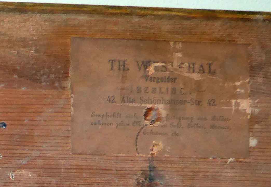 Etikett Rahmenrückseite