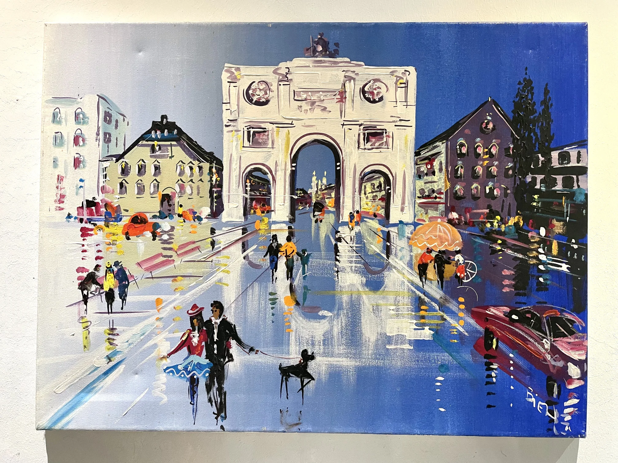 Das Siegestor in München, Ölgemälde von ca. 1972.